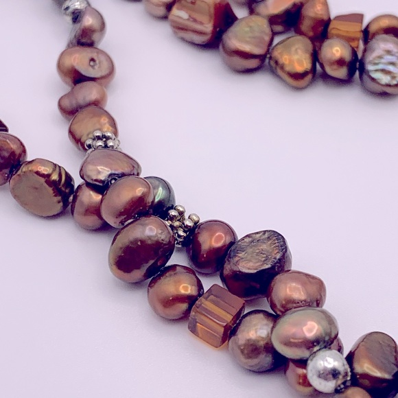 💝Vintage Genuine Freshwater Baroque Pearl & Stone Necklace - Picture 3 of 4